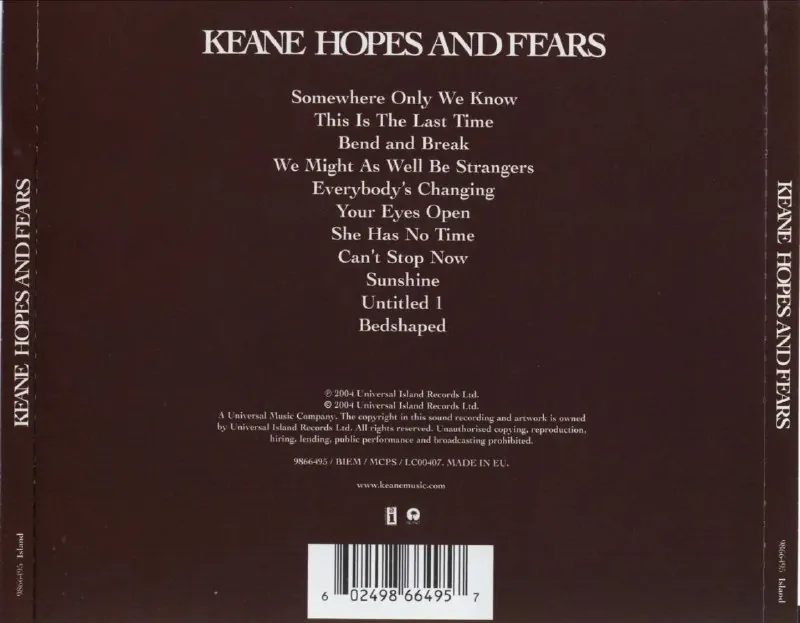 Keane-2004年专辑-HopesAndFears（EUEdition）